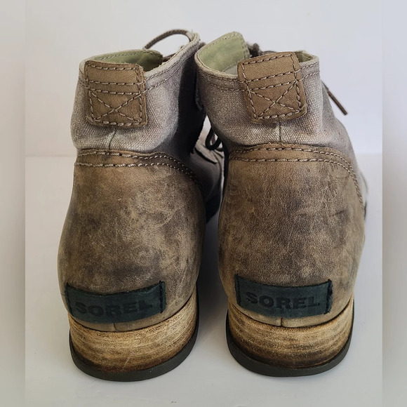 Sorel Major Low Lace Up Ankle Boot Beige Canvas / Leather NL2163 Size US 10 - Picture 6 of 7
